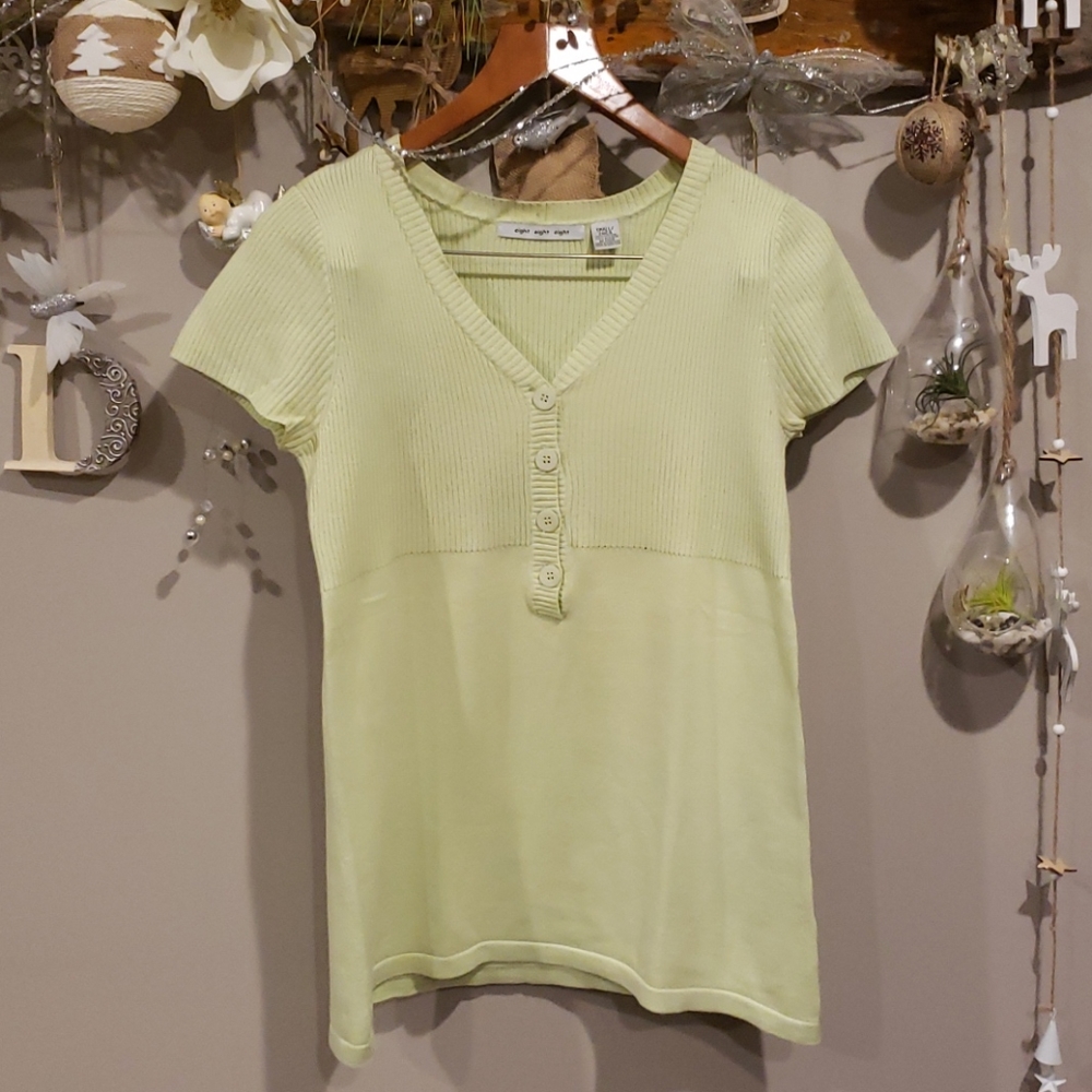Knit blouse short sleeve
